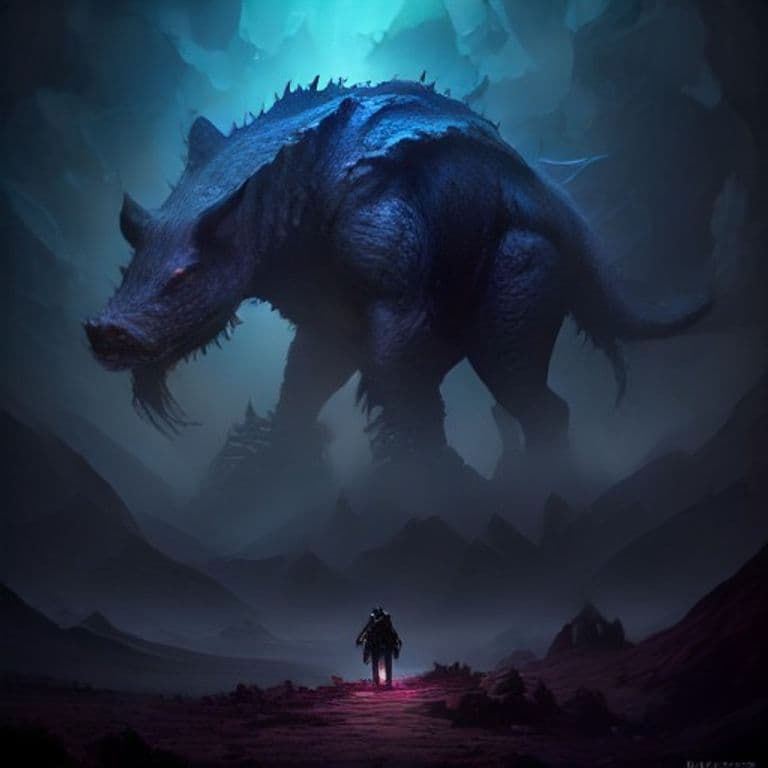 Rift Swine — fantasy monster illustration. Rift Swine is a large aberration (Challenge Rating 5).