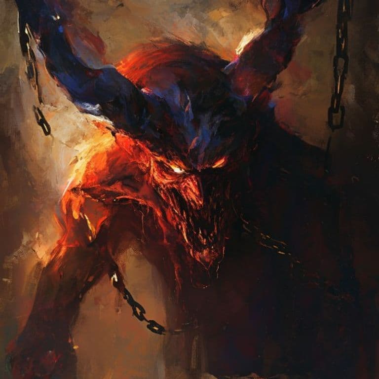 Chain Devil — fantasy monster illustration. Chain Devil is a medium fiend (Challenge Rating 9).