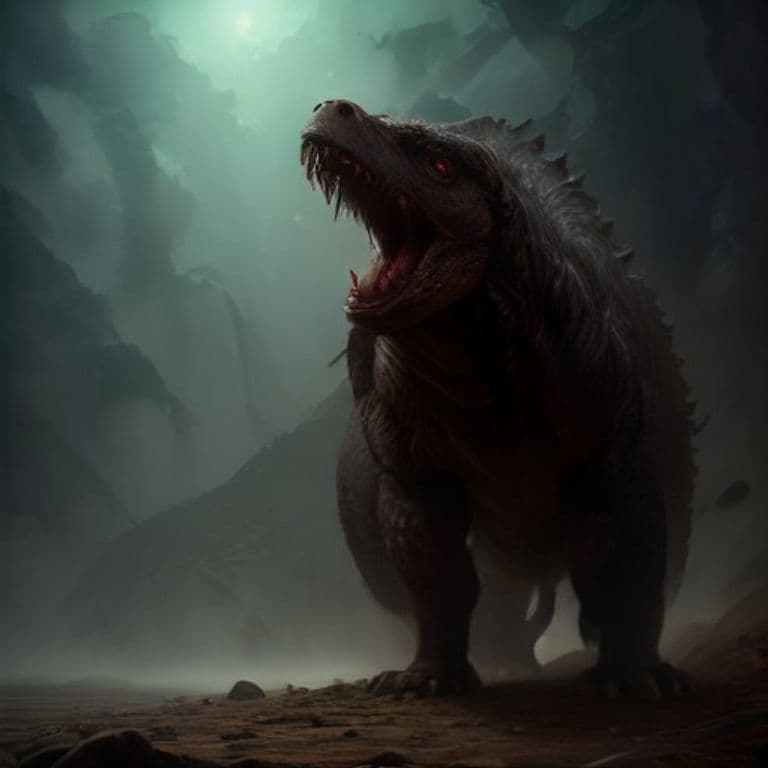 Dire Tyrannosaurus Rex — fantasy monster illustration. Dire Tyrannosaurus Rex is a huge beast (Challenge Rating 8).