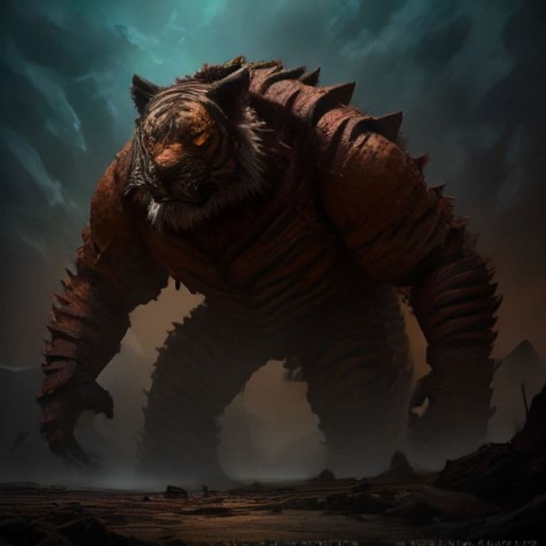 Clockwork Tiger — fantasy monster illustration. Clockwork Tiger is a large construct (Challenge Rating 6).