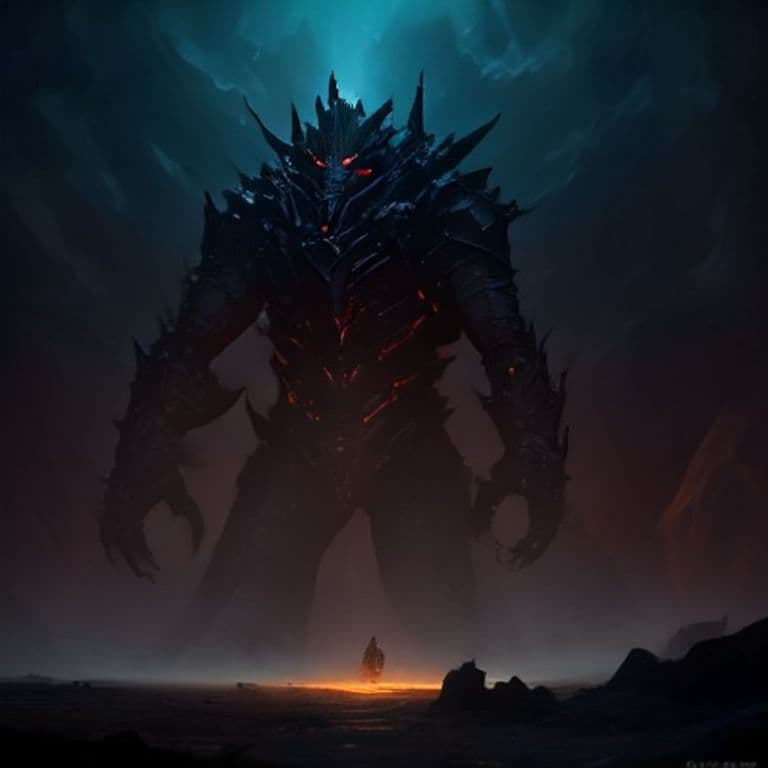 Sentinel in Darkness — fantasy monster illustration. Sentinel in Darkness is a large construct (Challenge Rating 7).