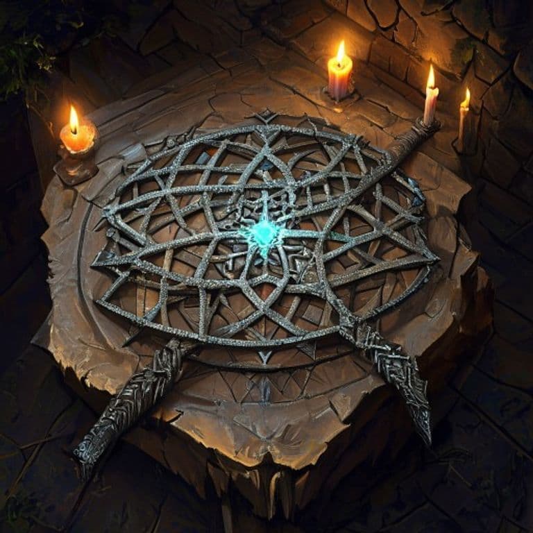 Dimensional Net — fantasy item illustration. Dimensional Net is a magic item (weapon) of rare rarity.