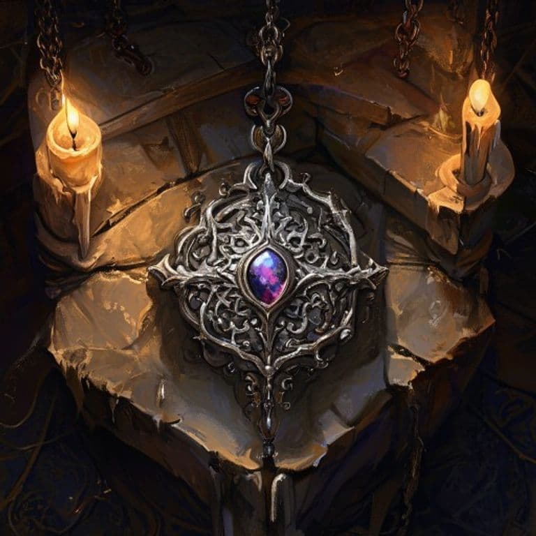 Death’s Essence Pendant — fantasy item illustration. Death’s Essence Pendant is a magic item (wondrous item) of uncommon rarity.
