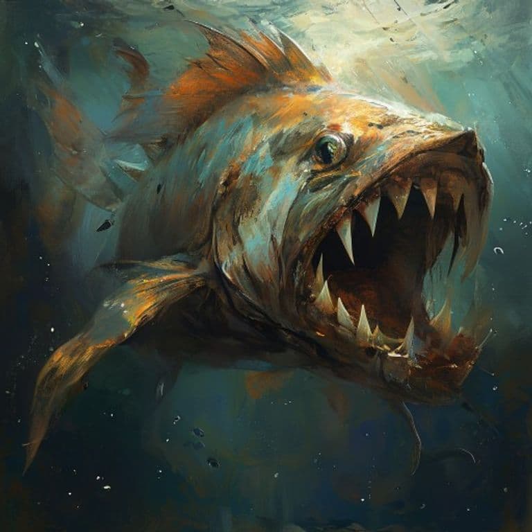 Tusked Skyfish — fantasy monster illustration