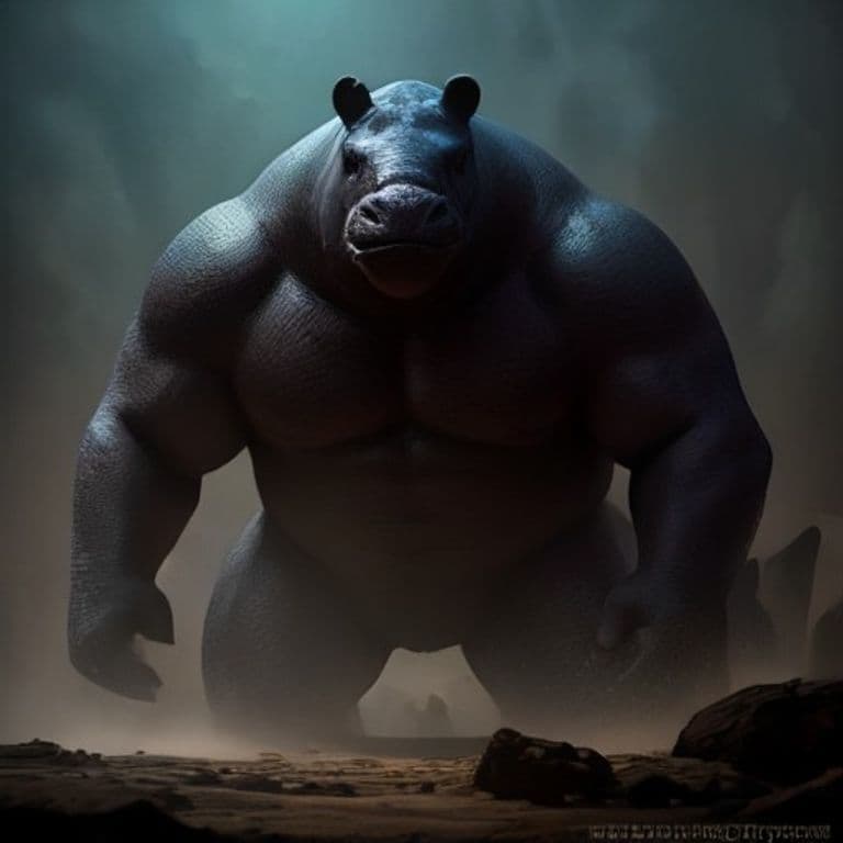 Hippopotamus — fantasy monster illustration. Hippopotamus is a large beast (Challenge Rating 3).