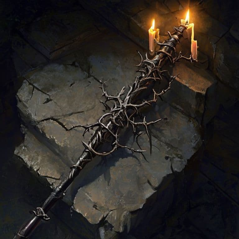 Rod of Thorns — fantasy item illustration