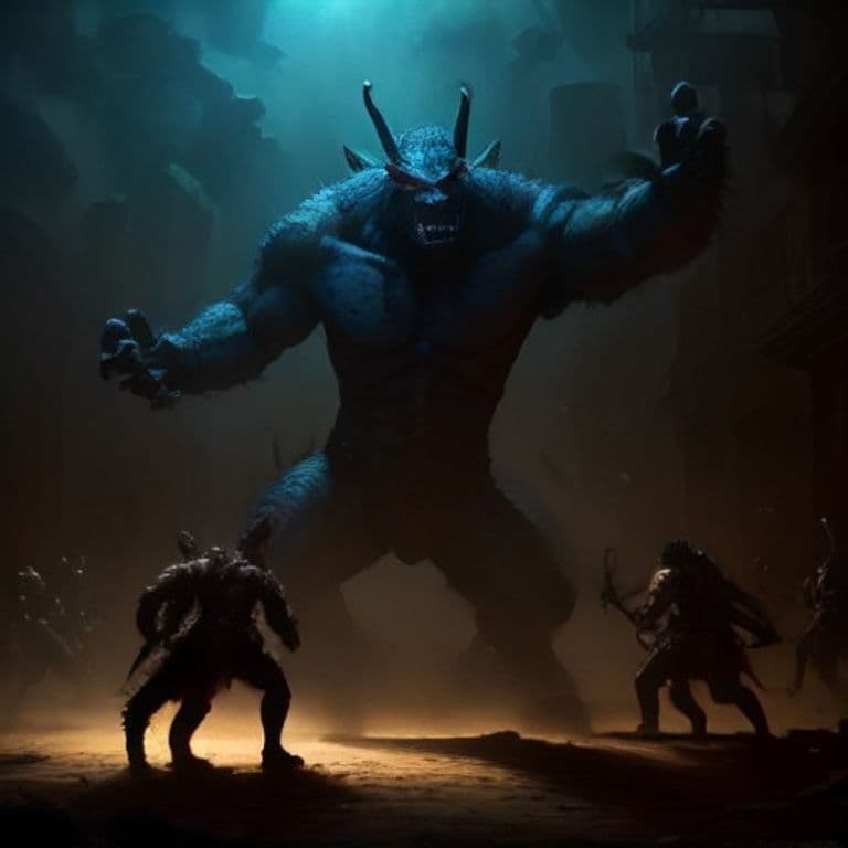 Bar Brawl — fantasy monster illustration. Bar Brawl is a huge humanoid (Challenge Rating 3).