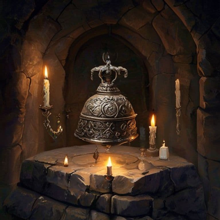Clamor Bell — fantasy item illustration. Clamor Bell is a magic item (wondrous item) of common rarity.