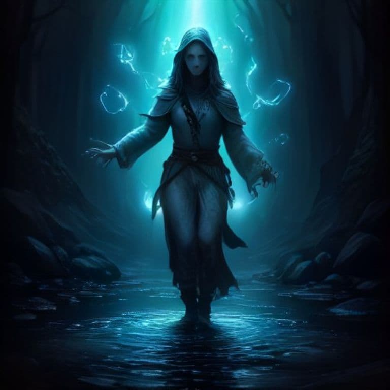 Water Walk — fantasy spell effect illustration. Water Walk is a 3rd-level transmutation available to Cleric, Druid, Ranger, Ritual Caster, Sorcerer.