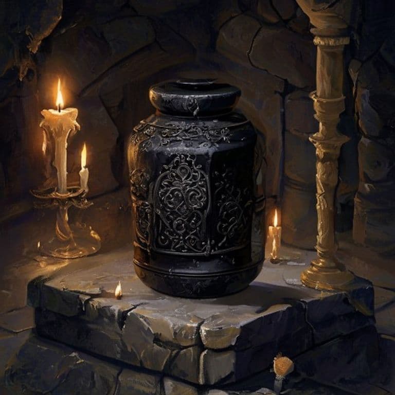 Black Phial — fantasy item illustration. Black Phial is a magic item (wondrous item) of uncommon rarity.