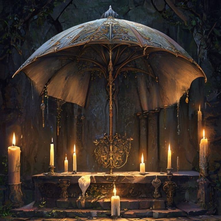 Defensive Umbrella — fantasy item illustration. Defensive Umbrella is a magic item (wondrous item) of rare rarity.