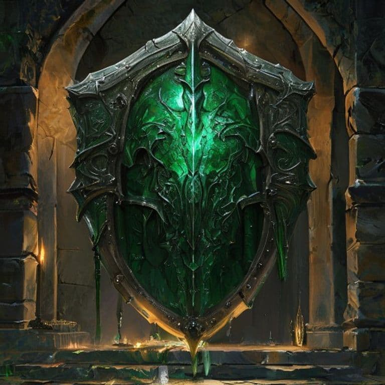 Green Scale Shield — fantasy item illustration