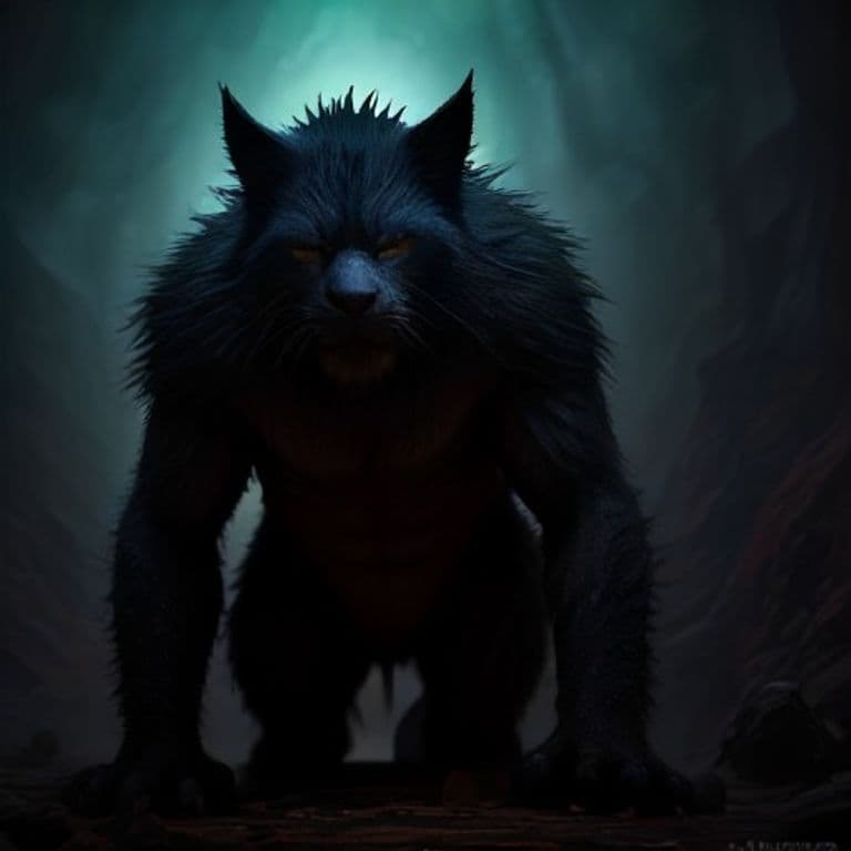 Wampus Cat — fantasy monster illustration. Wampus Cat is a medium monstrosity (Challenge Rating 1).