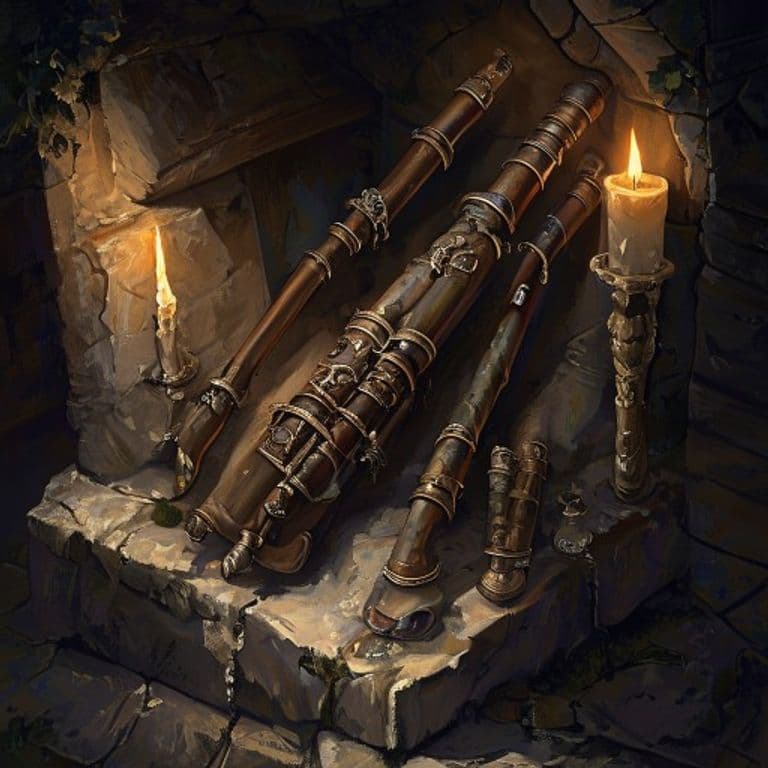 Bagpipes of Battle — fantasy item illustration. Bagpipes of Battle is a magic item (wondrous item) of uncommon rarity.
