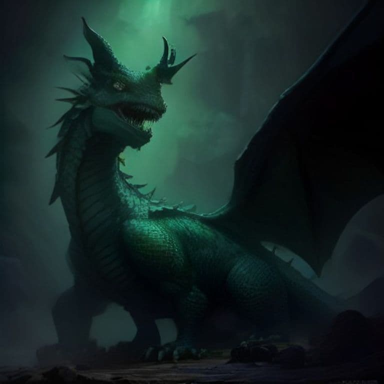 Green Dragon Wyrmling — fantasy monster illustration. Green Dragon Wyrmling is a huge dragon (Challenge Rating 3).