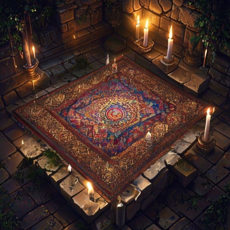 Carpet of Flying — fantasy item illustration. Carpet of Flying is a magic item (wondrous item) of very rare rarity.