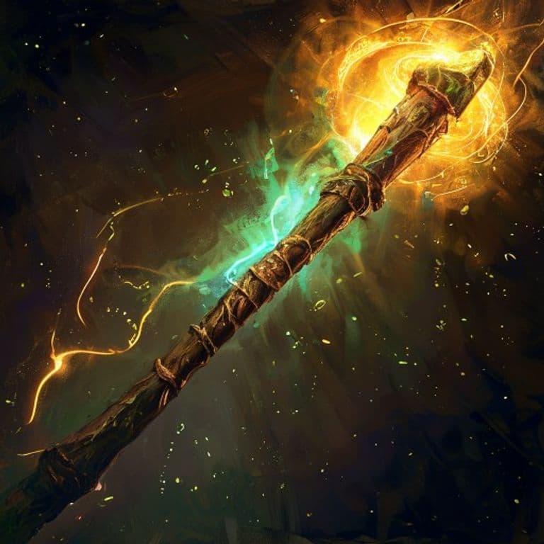 Shillelagh — fantasy spell effect illustration. Shillelagh is a Cantrip transmutation available to Druid.