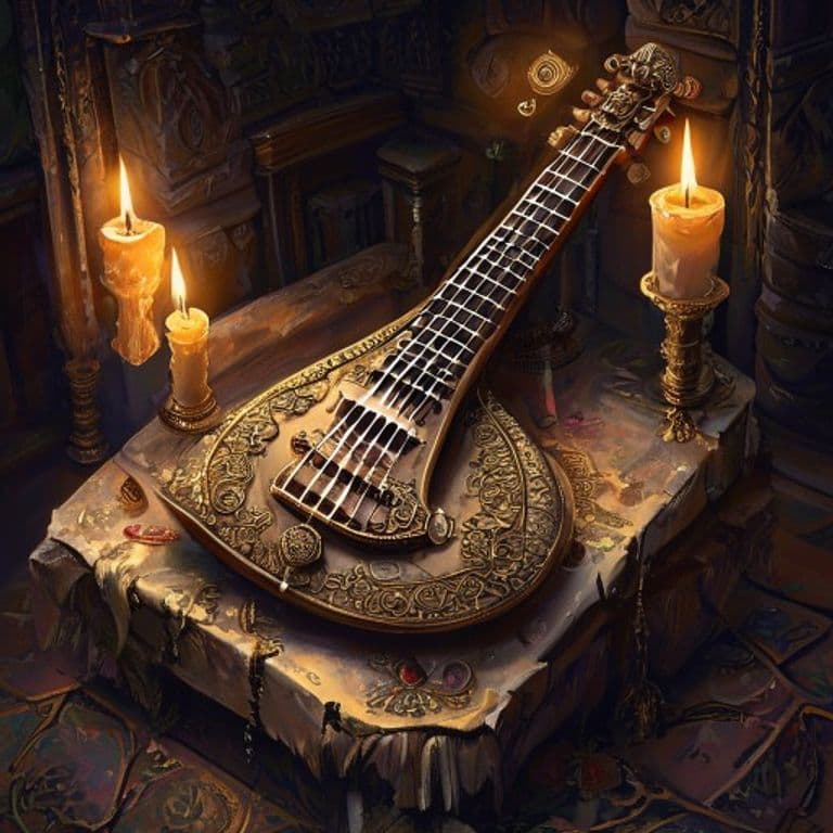Shrutinandan Sitar — fantasy item illustration