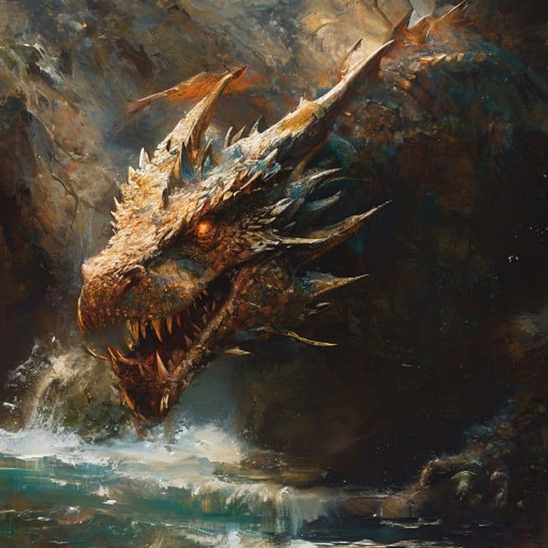 Ancient River Dragon — fantasy monster illustration. Ancient River Dragon is a gargantuan dragon (Challenge Rating 23).