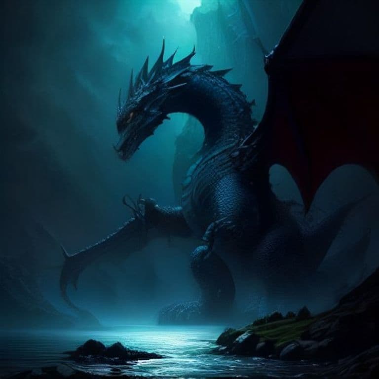 Adult River Dragon — fantasy monster illustration. Adult River Dragon is a huge dragon (Challenge Rating 17).