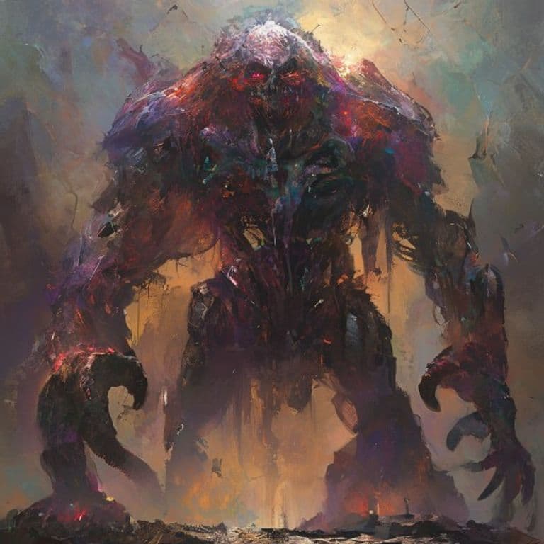 Fractal Golem — fantasy monster illustration. Fractal Golem is a large construct (Challenge Rating 8).