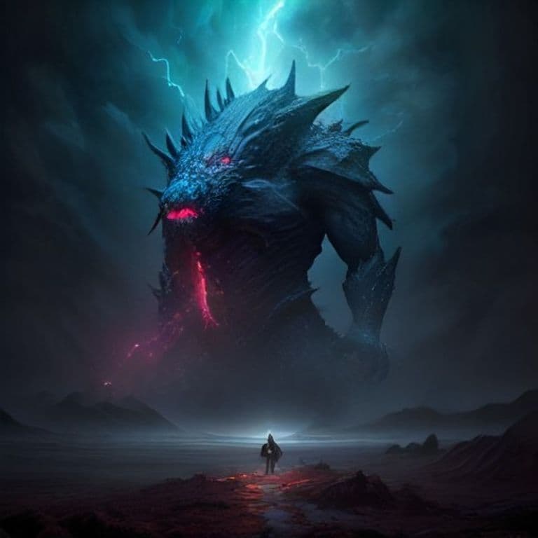 Slow Storm — fantasy monster illustration. Slow Storm is a huge elemental (Challenge Rating 15).