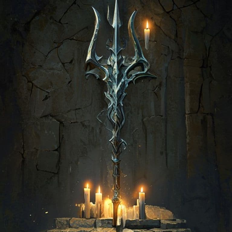 Trident of the Yearning Tide — fantasy item illustration