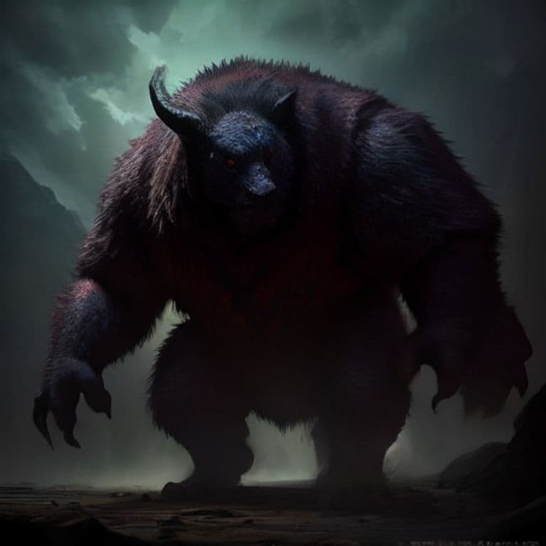 Savager — fantasy monster illustration. Savager is a large beast (Challenge Rating 8).