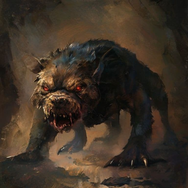 Dogmole — fantasy monster illustration. Dogmole is a medium beast (Challenge Rating 1).