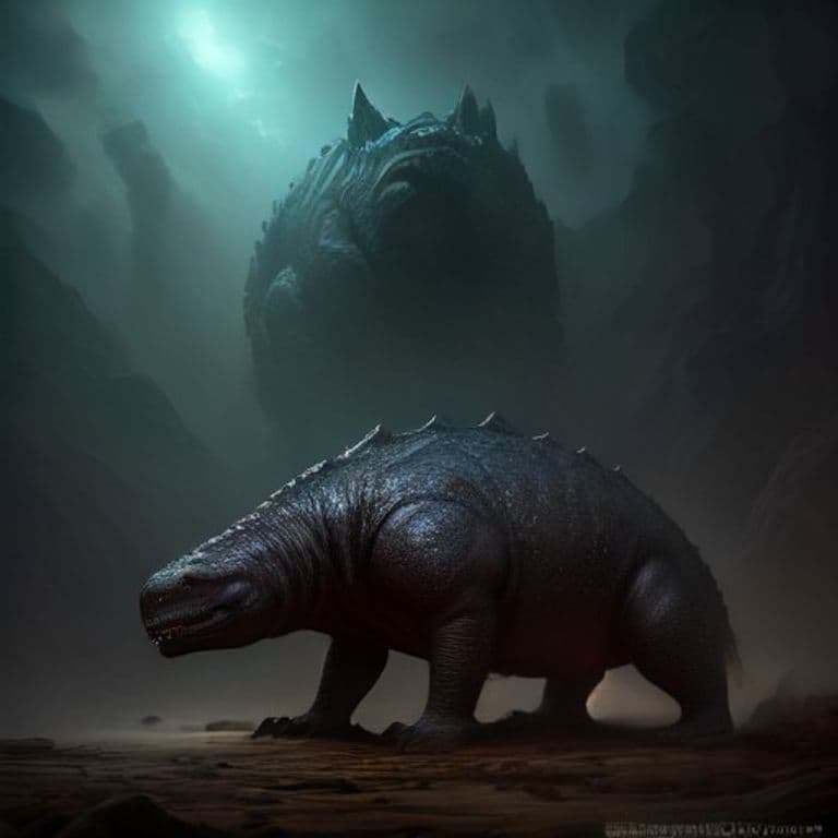 Lystrosaurus — fantasy monster illustration. Lystrosaurus is a medium beast (Challenge Rating 2).