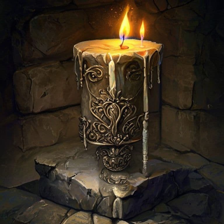 Candle of Visions — fantasy item illustration. Candle of Visions is a magic item (wondrous item) of common rarity.