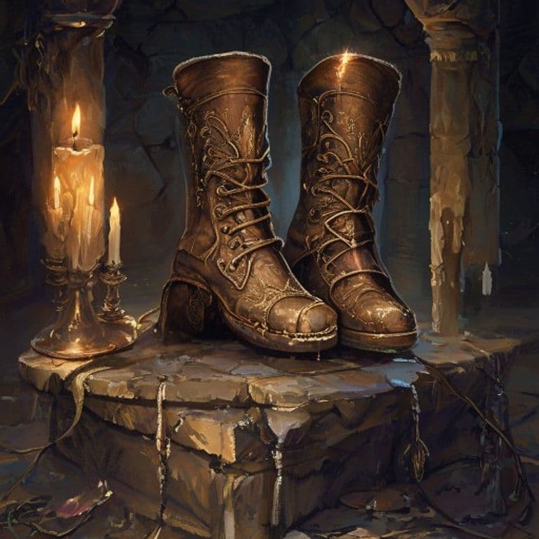 Boots of Levitation — fantasy item illustration. Boots of Levitation is a magic item (wondrous item) of rare rarity.