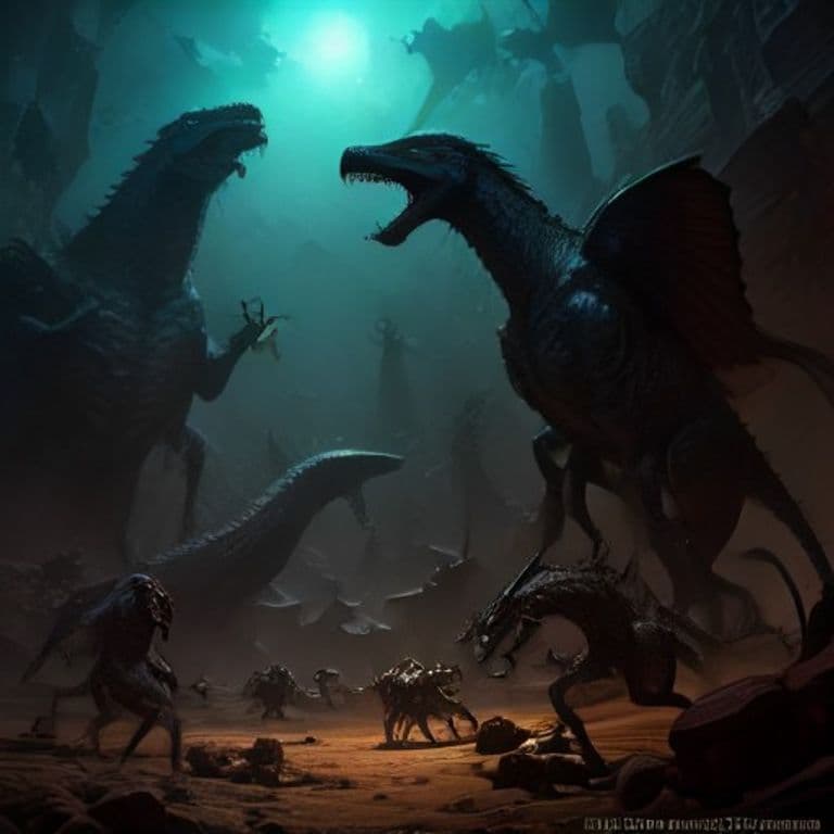 Swarm of Compsognathus — fantasy monster illustration. Swarm of Compsognathus is a medium beast (Challenge Rating 1).