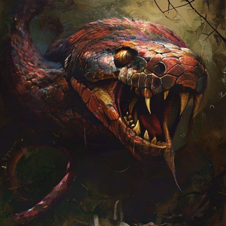 Giant Poisonous Snake — fantasy monster illustration. Giant Poisonous Snake is a medium beast (Challenge Rating 1/4).