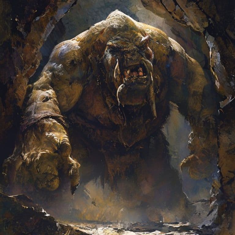 Cave Ogre — fantasy monster illustration. Cave Ogre is a large giant (Challenge Rating 2).