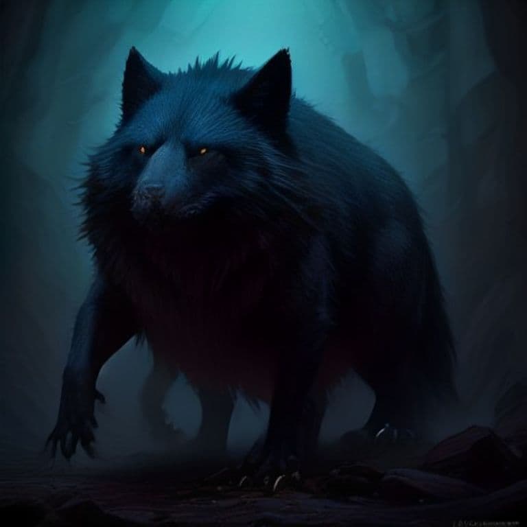 Roggenwolf — fantasy monster illustration. Roggenwolf is a medium monstrosity (Challenge Rating 2).
