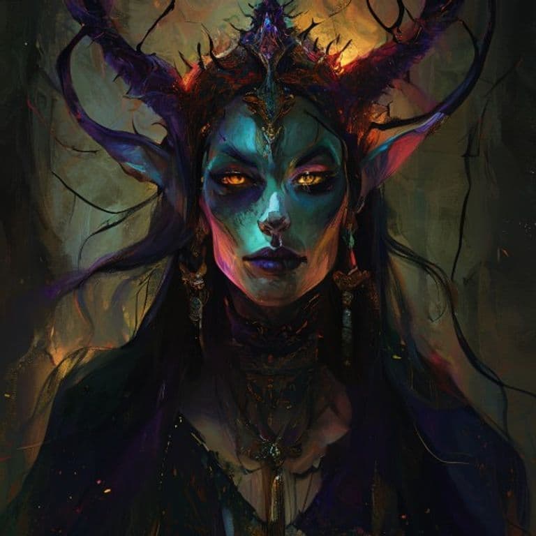 Queen of Night and Magic — fantasy monster illustration