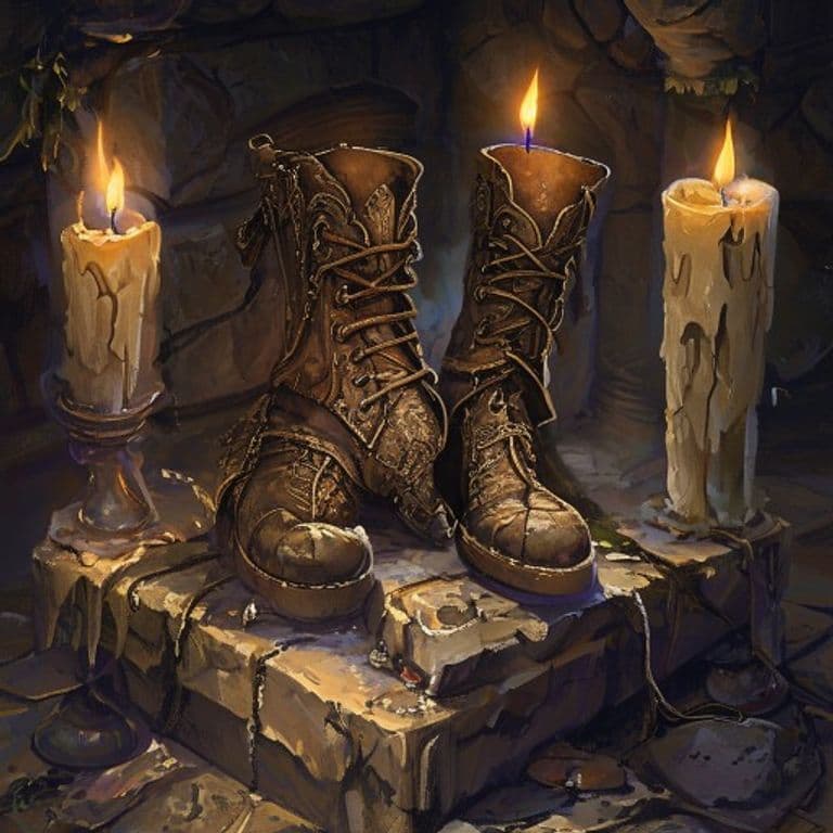 Deserter's Boots — fantasy item illustration. Deserter's Boots is a magic item (wondrous item) of rare rarity.