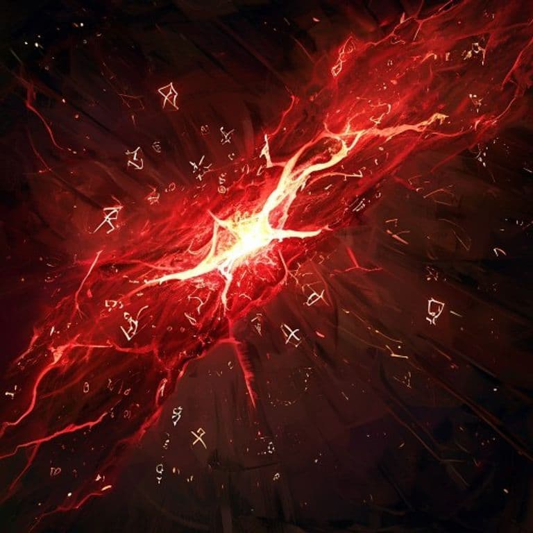 Blood Strike — fantasy spell effect illustration. Blood Strike is a 5th-level necromancy.