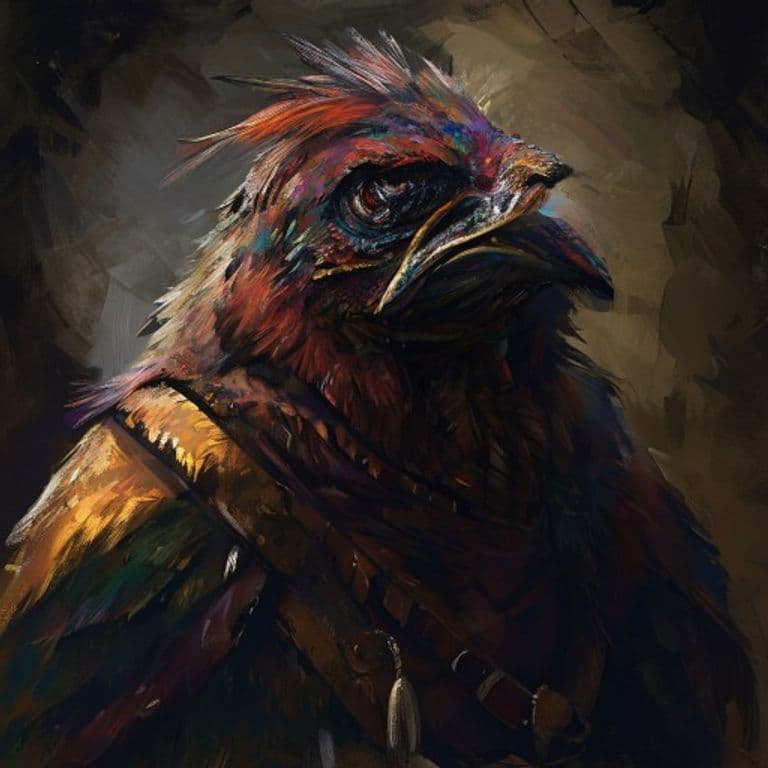 Avestruzii Champion — fantasy monster illustration. Avestruzii Champion is a medium humanoid (Challenge Rating 2).