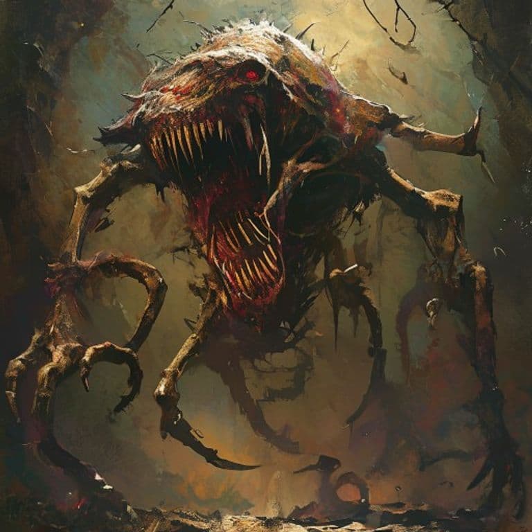 Bonespitter — fantasy monster illustration. Bonespitter is a gargantuan monstrosity (Challenge Rating 13).