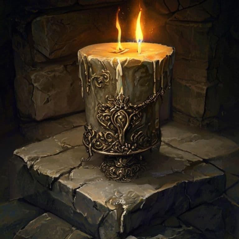 Candle of the Surreptitious Scholar — fantasy item illustration. Candle of the Surreptitious Scholar is a magic item (wondrous item) of uncommon rarity.