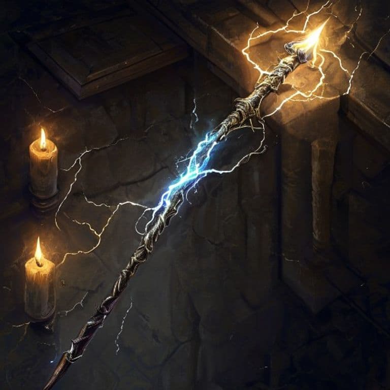 Wand of Lightning Bolts — fantasy item illustration