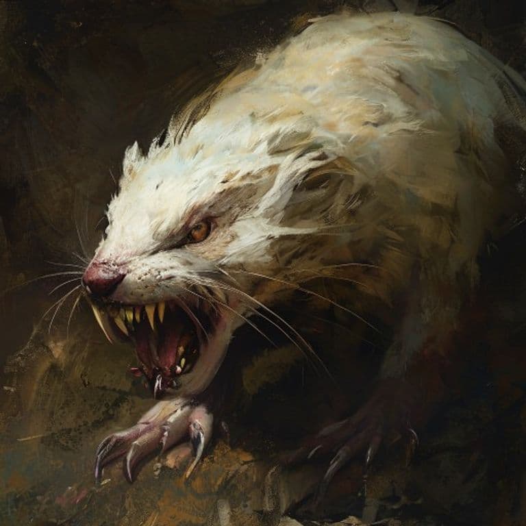 Albino Death Weasel — fantasy monster illustration
