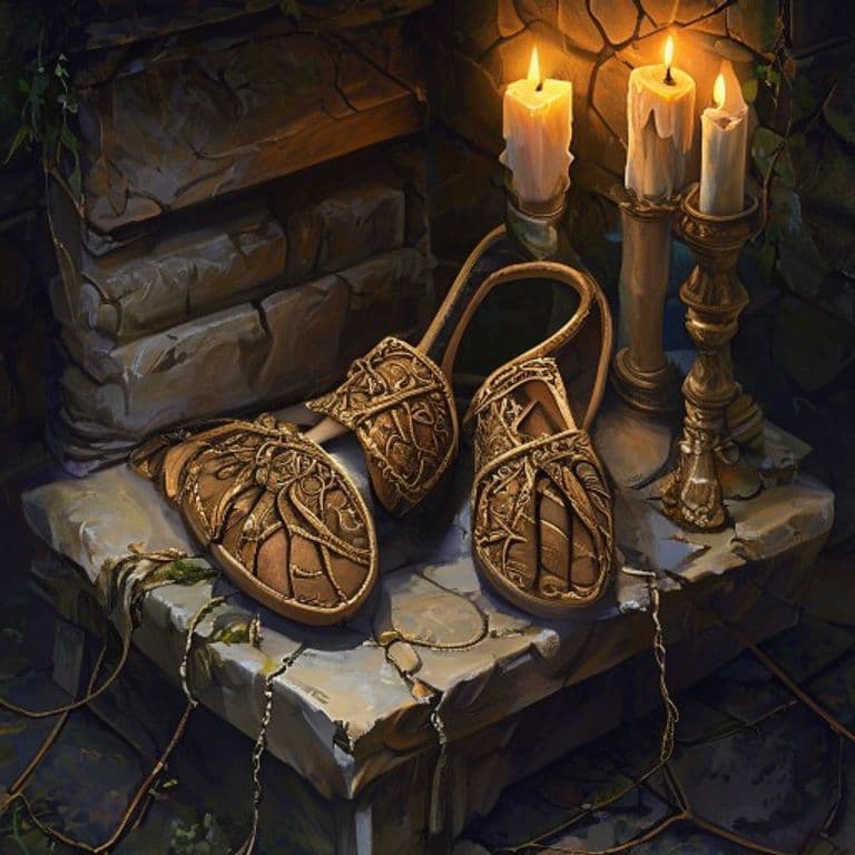 Slippers of Spider Climbing — fantasy item illustration