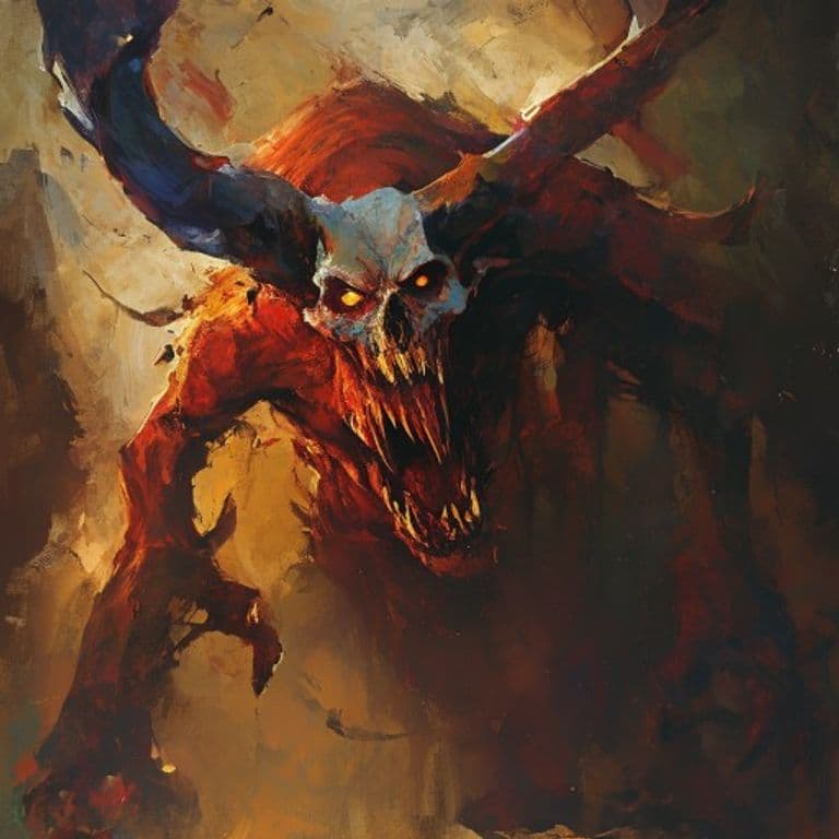 Bone Devil — fantasy monster illustration. Bone Devil is a large fiend (Challenge Rating 9).