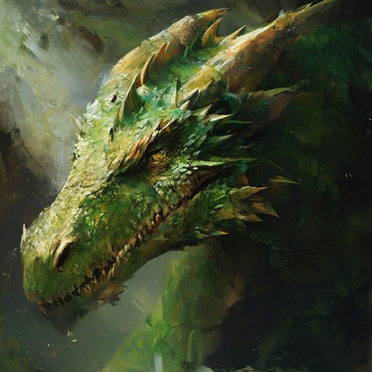 Young Green Dragon — fantasy monster illustration