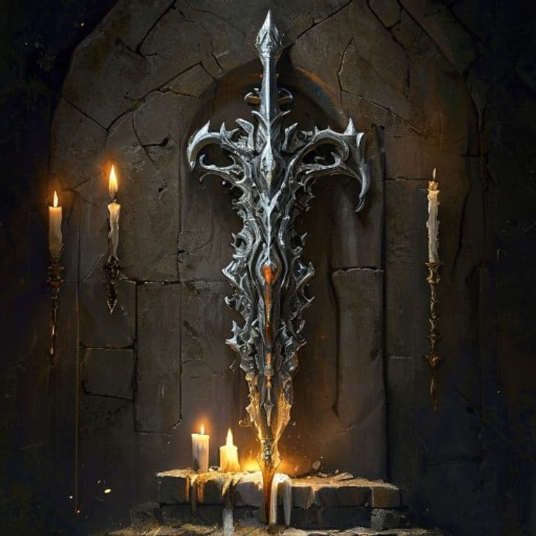 Defender — fantasy item illustration. Defender is a magic item (weapon) of legendary rarity.