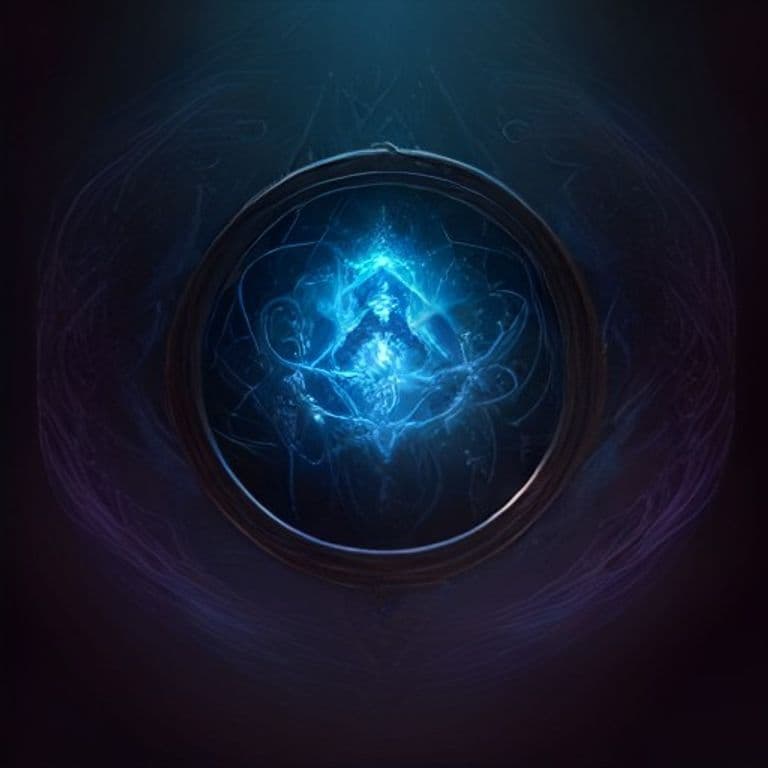 Mirror Realm — fantasy spell effect illustration. Mirror Realm is a 7th-level conjuration available to Bard, Sorceror, Wizard.