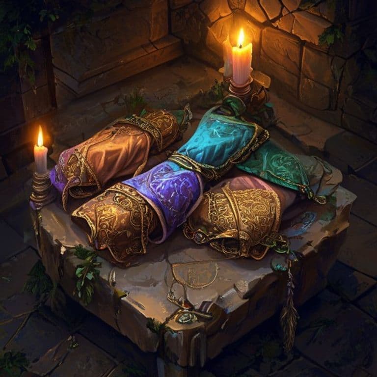 Elemental Wraps — fantasy item illustration. Elemental Wraps is a magic item (wondrous item) of very rare rarity.